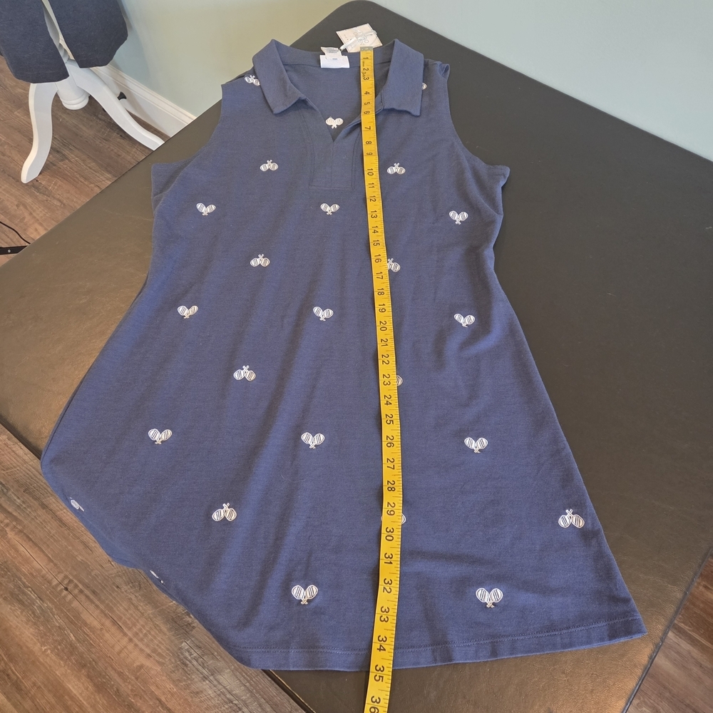 Sigrid Olsen Golf & Tennis Navy Sleeveless Polo Dress with Embroidery Large NWT - Picture 7 of 9